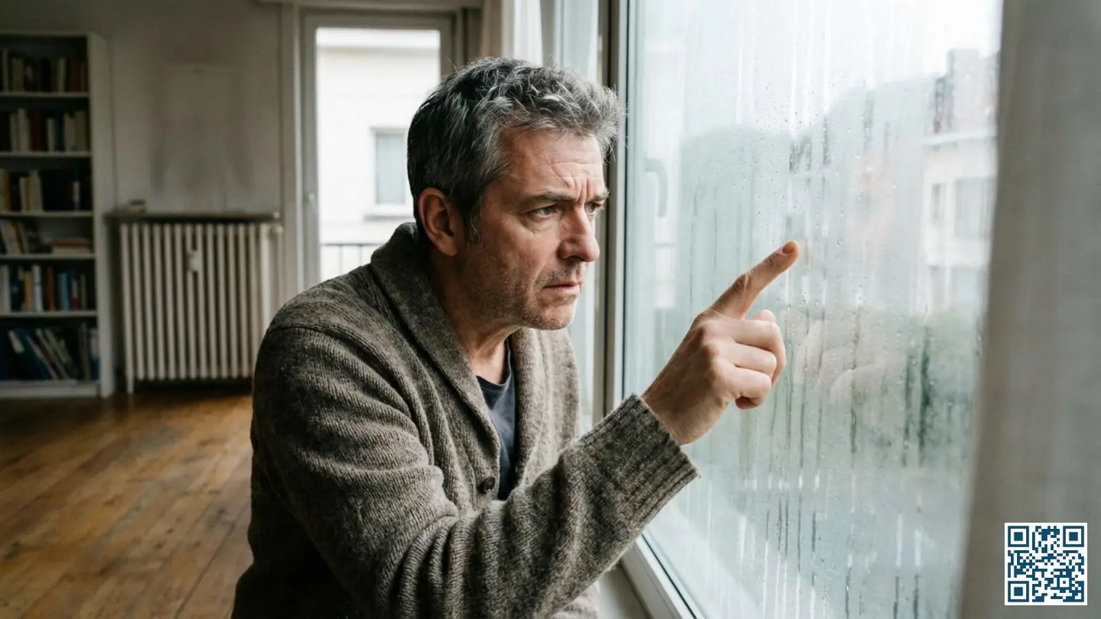 Huiseigenaar onderzoekt condensvorming op HR-glas raam om te bepalen of actie nodig is