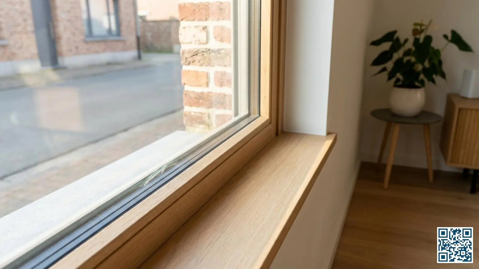 Gelamineerd veiligheidsglas in begane grondraam van Belgische rijwoning met zichtbare gelaagde glasstructuur